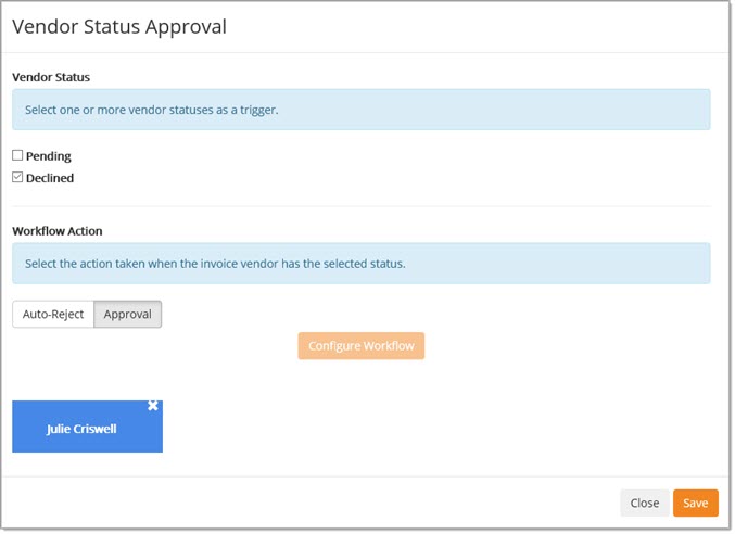 Vendor Status Approval